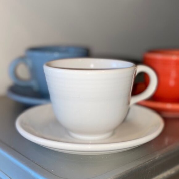 Fiestaware Cup & Saucer Set - White, cirac 1998 production - Picture 1 of 7